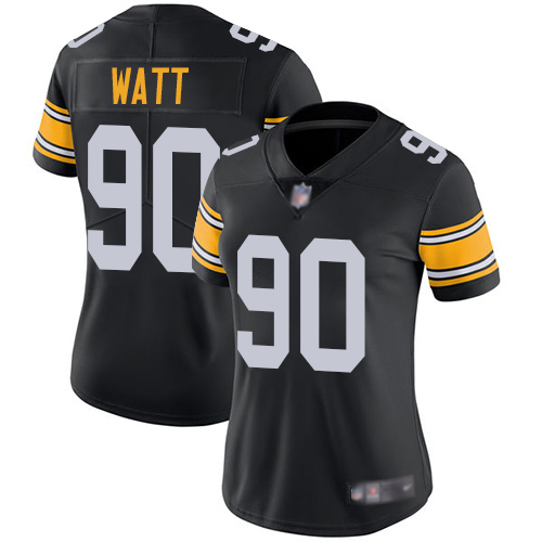 Women Pittsburgh Steelers Football 90 Limited Black T J Watt Alternate Vapor Untouchable Nike NFL Jersey